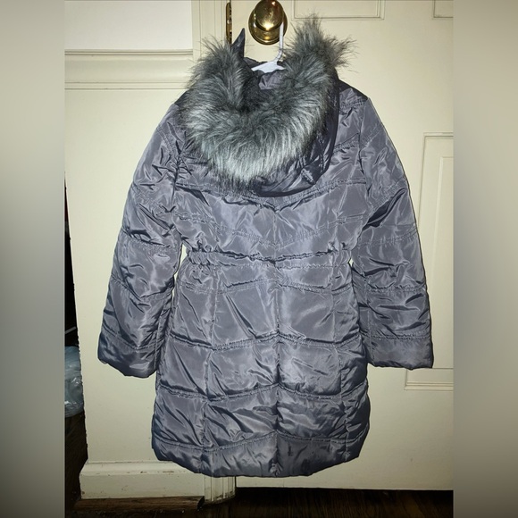 Calvin Klein Girls Aerial Puffer Parka Jacket Coat Gray sz 6 Fur lined hood - Picture 6 of 6
